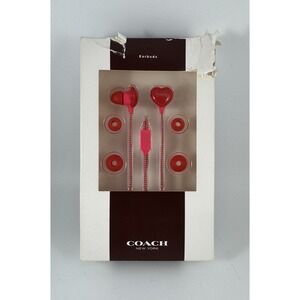 NWT Coach Heart Shaped Pink Earbuds with Extra Sleeves for Comfort #F66958